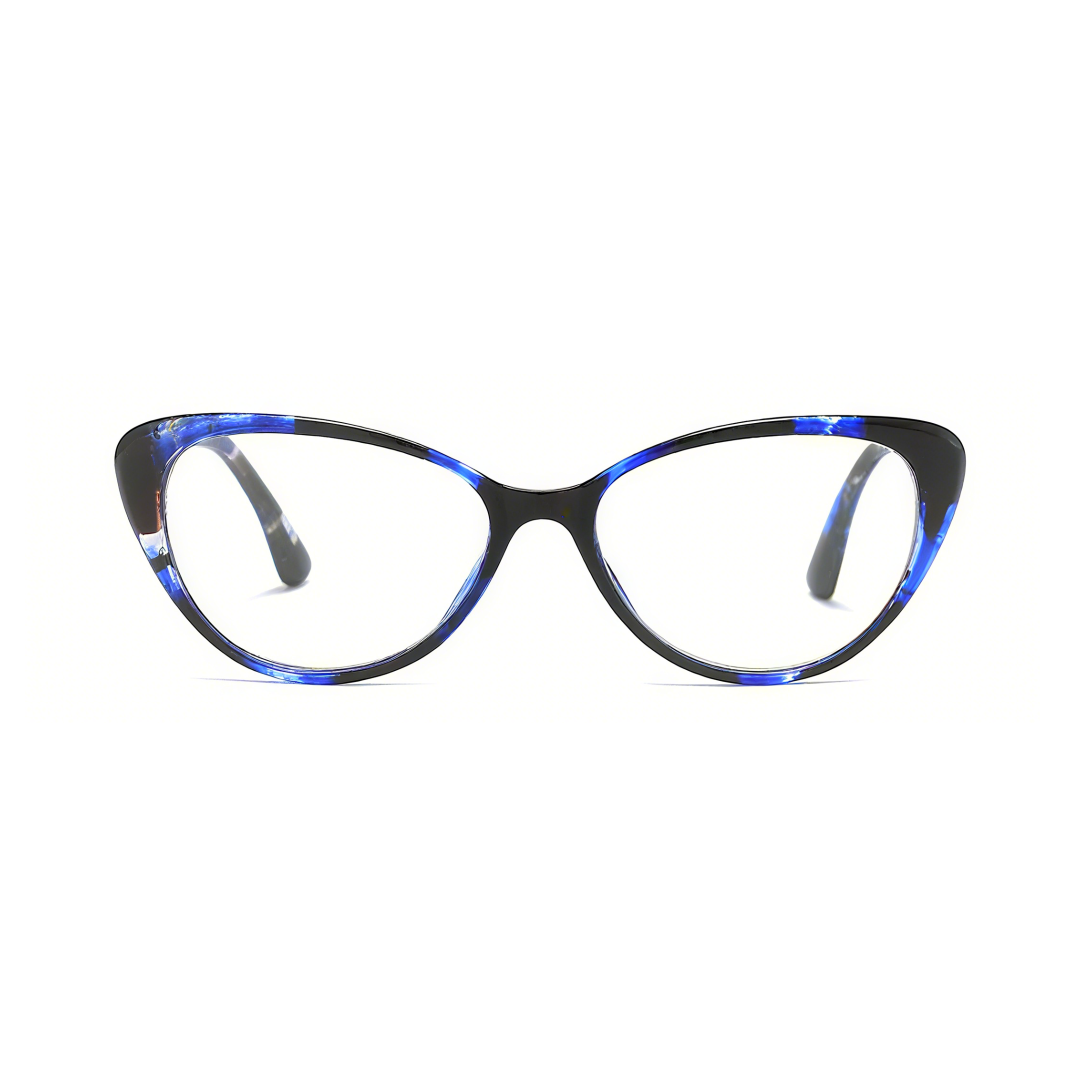 Front view of Jena vintage cat eye pc eyeglasses in blue. SPU: CP0022503