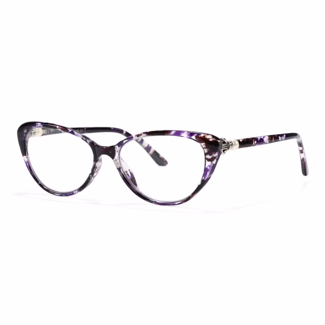 Angle view of Jena cat eye pc eyeglasses in purple. SPU: CP0022503
