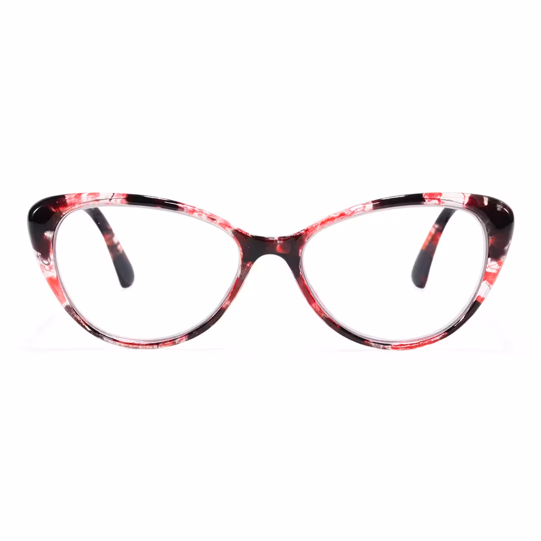 Front view of Jena cat eye pc eyeglasses in red. SPU: CP0022503