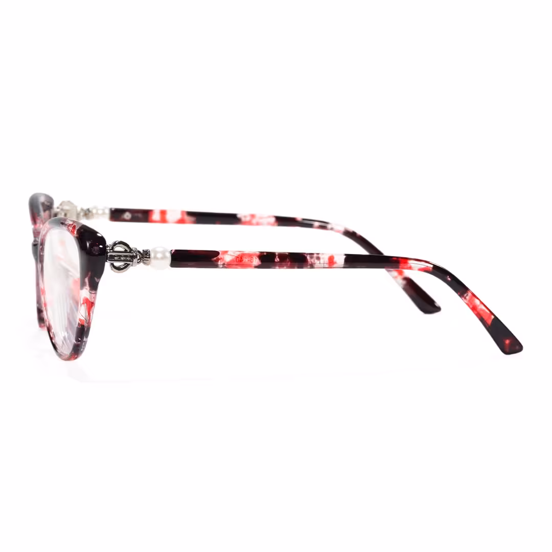 Side view of Jena cat eye pc eyeglasses in red. SPU: CP0022503