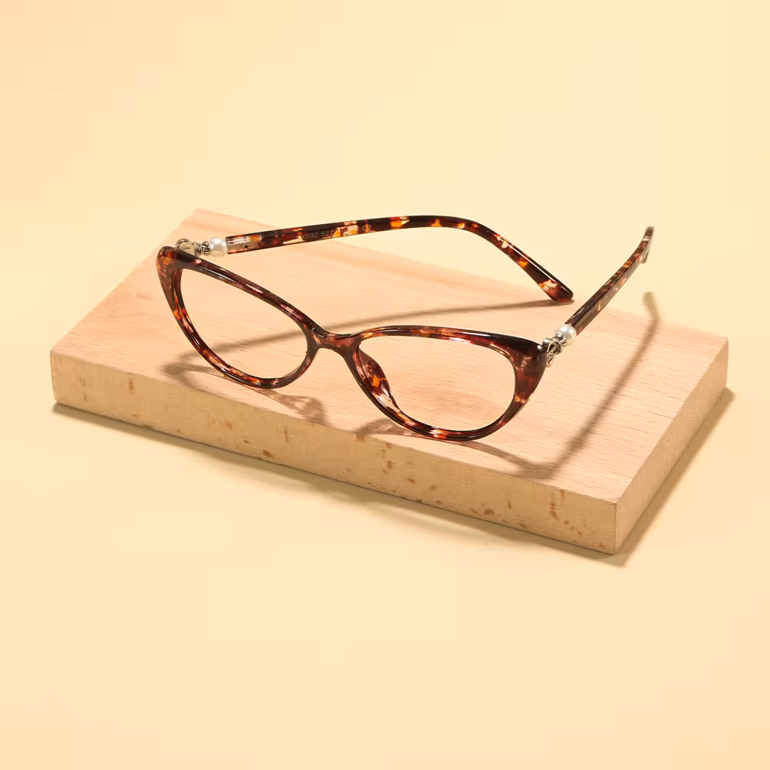 Scene view of Jena cat eye pc eyeglasses in tortoise. SPU: CP0022503
