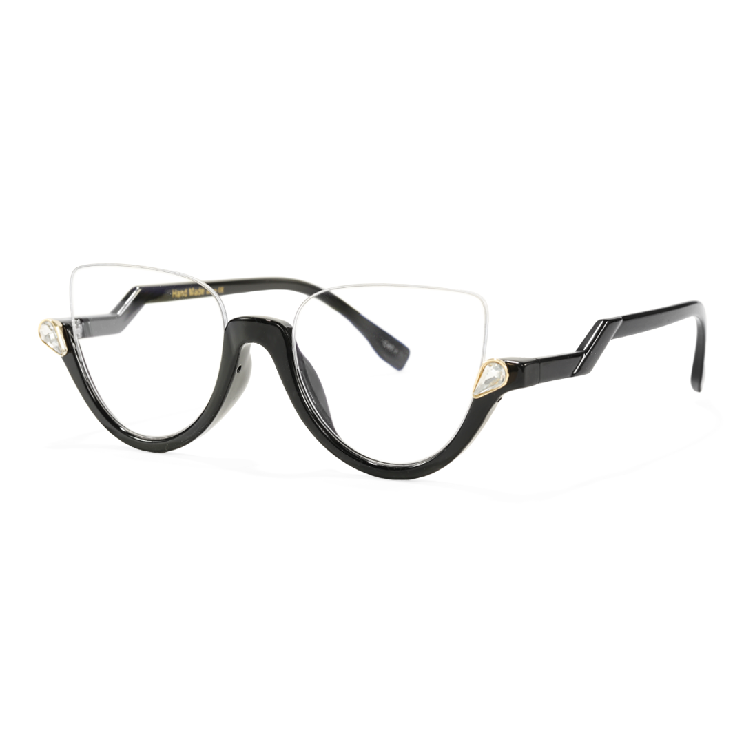 Angle view of Clove luxury cat eye pc eyeglasses CP0032211 in black