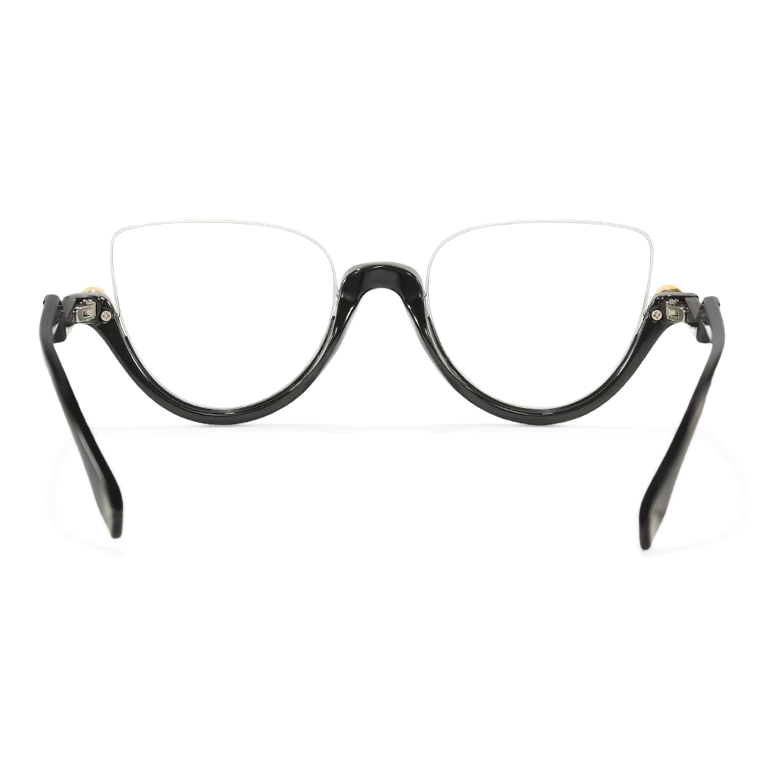 Back view of Clove luxury cat eye pc eyeglasses CP0032211 in black