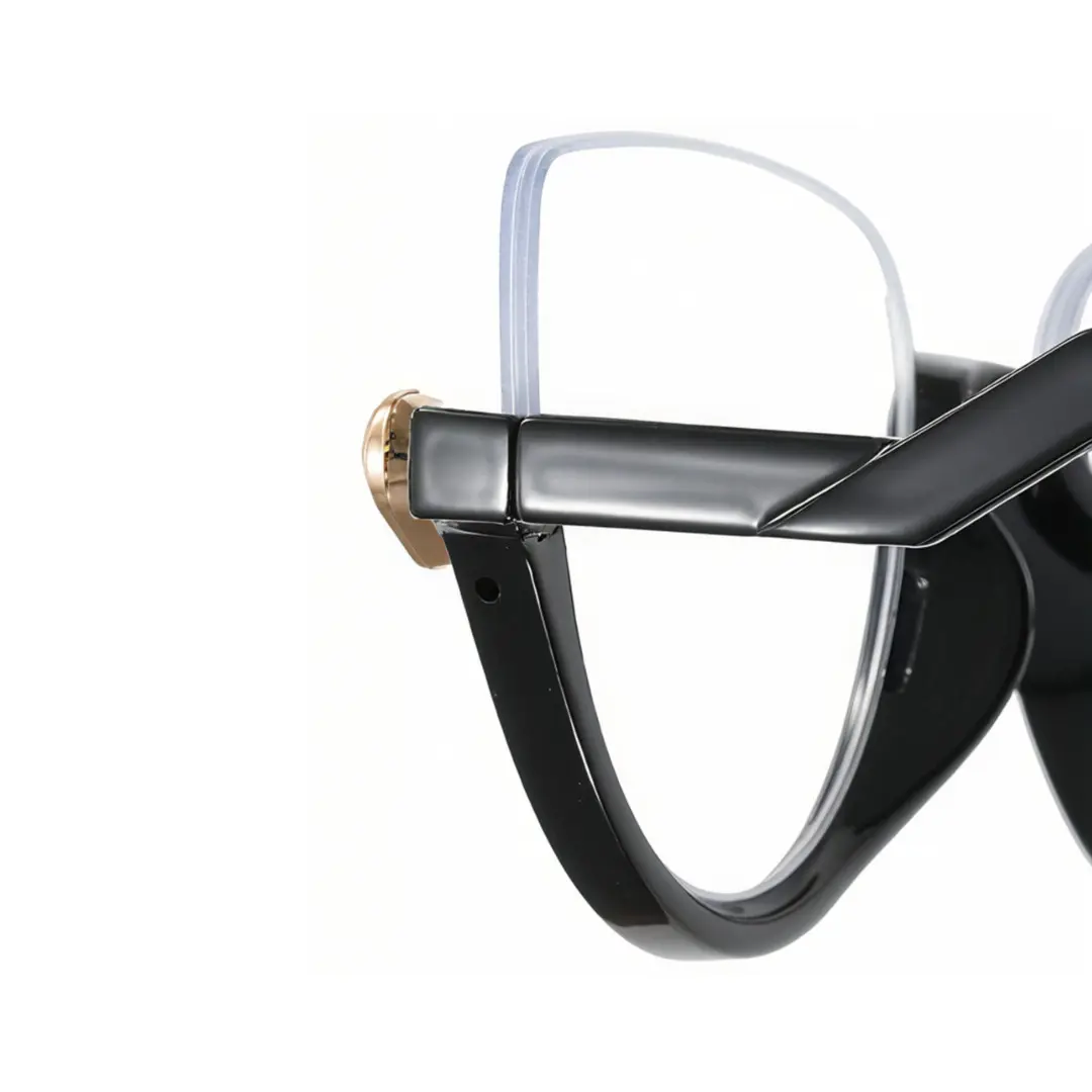 End piece detail of Clove luxury cat eye pc eyeglasses CP0032211 in black
