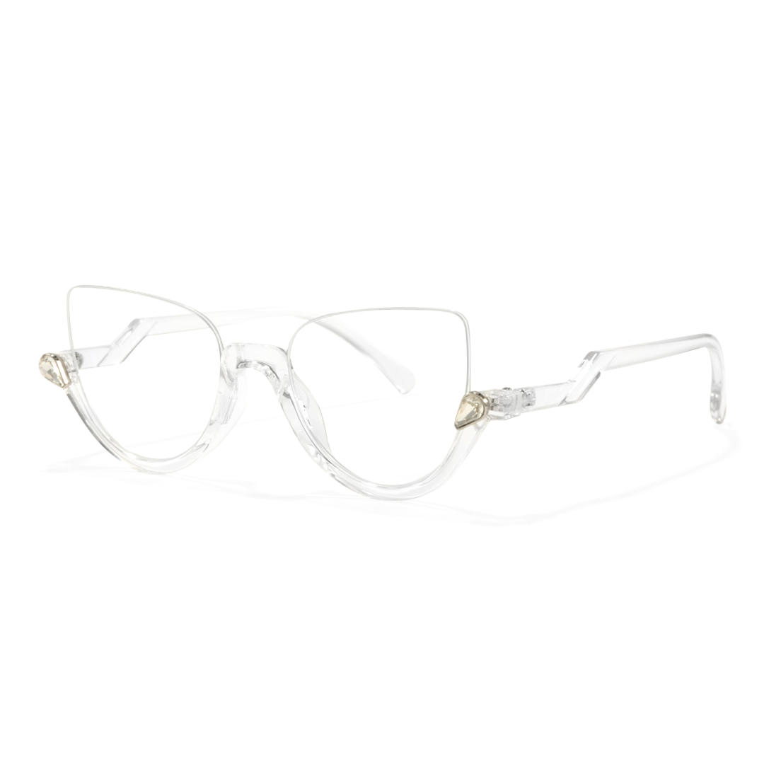 Angle view of Clove luxury cat eye pc eyeglasses CP0032211 in clear
