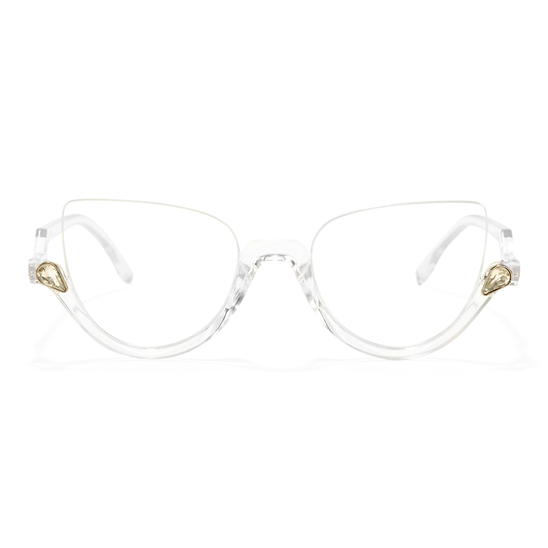 Front view of Clove luxury cat eye pc eyeglasses CP0032211 in clear