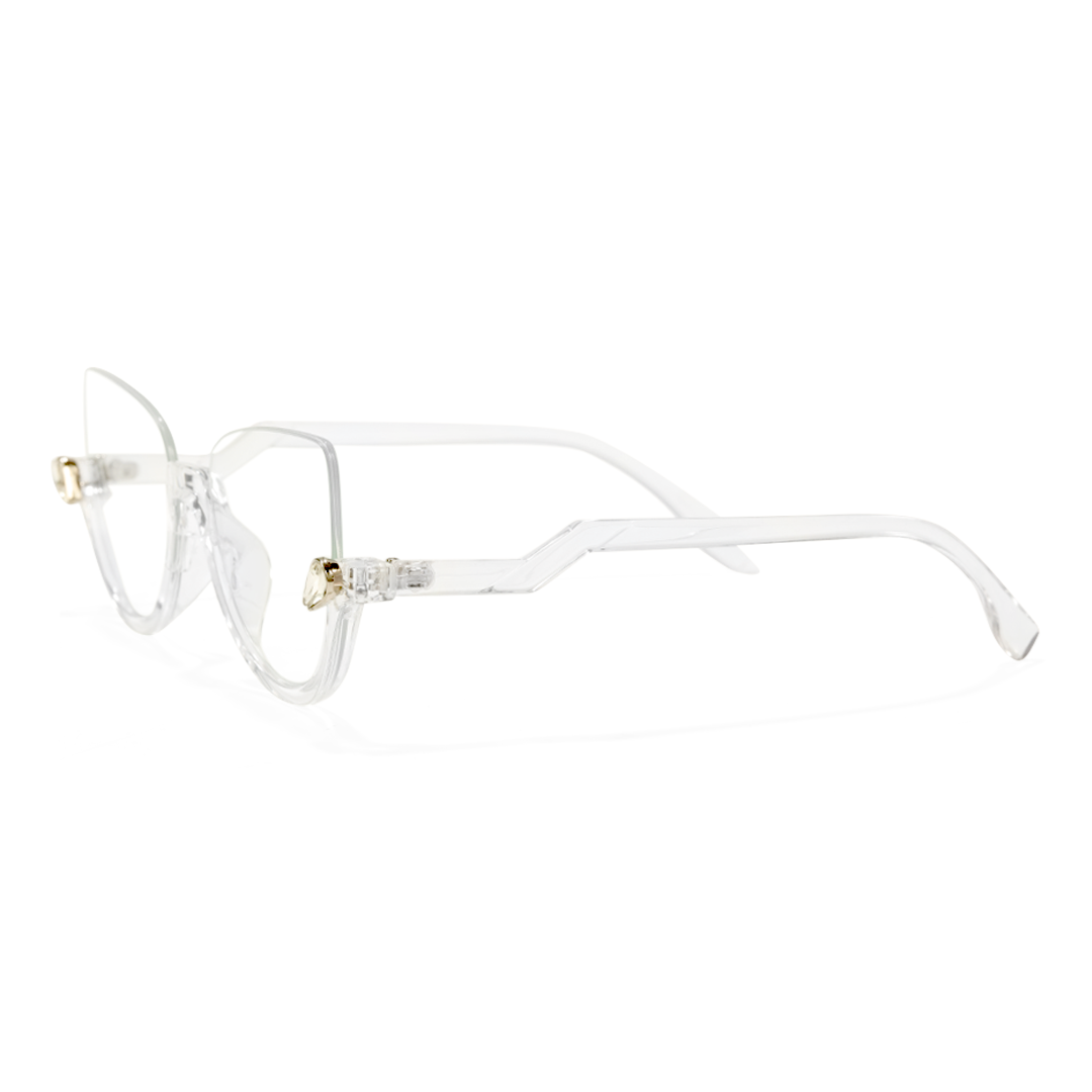 Side view of Clove luxury cat eye pc eyeglasses CP0032211 in clear