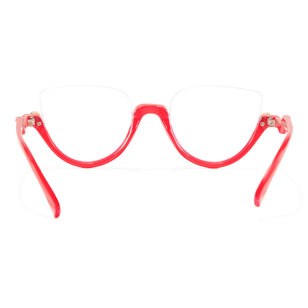 Back view of Clove cat eye pc eyeglasses CP0032211 in red