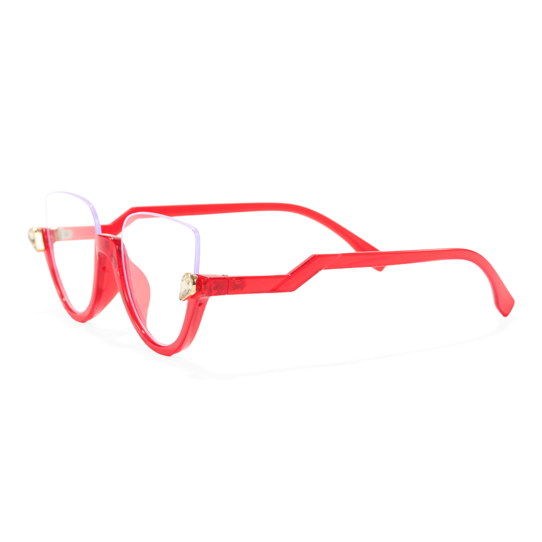 Side view of Clove cat eye pc eyeglasses CP0032211 in red