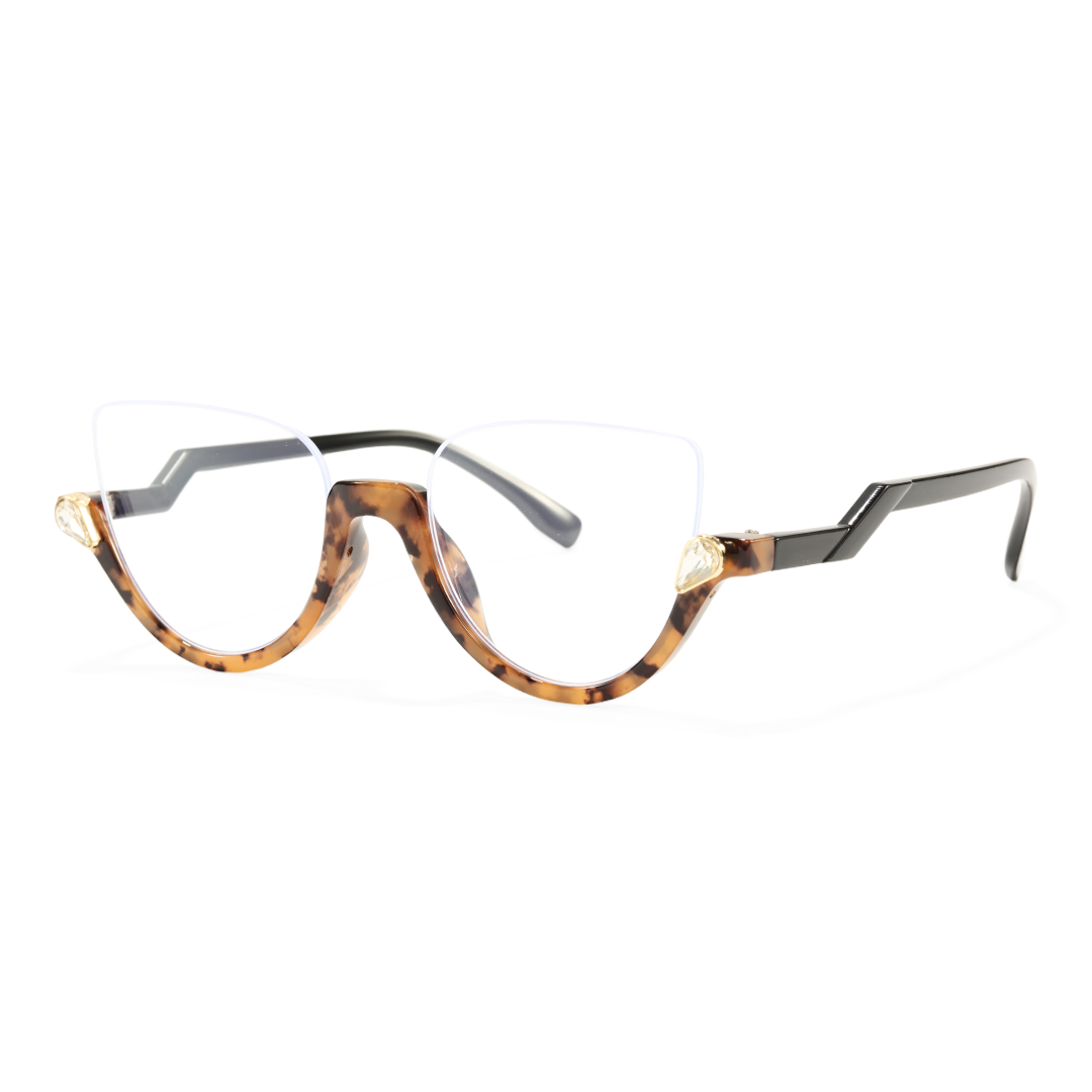 Angle view of Clove colorful cat eye pc eyeglasses CP0032211 in tortoise