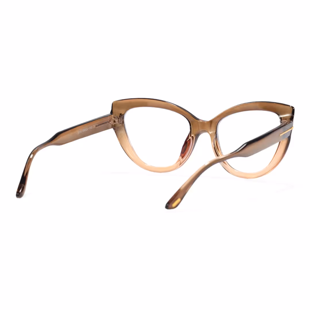 Back view of Yoyo vintage cat eye pc eyeglasses in brown. SPU: CP0072304