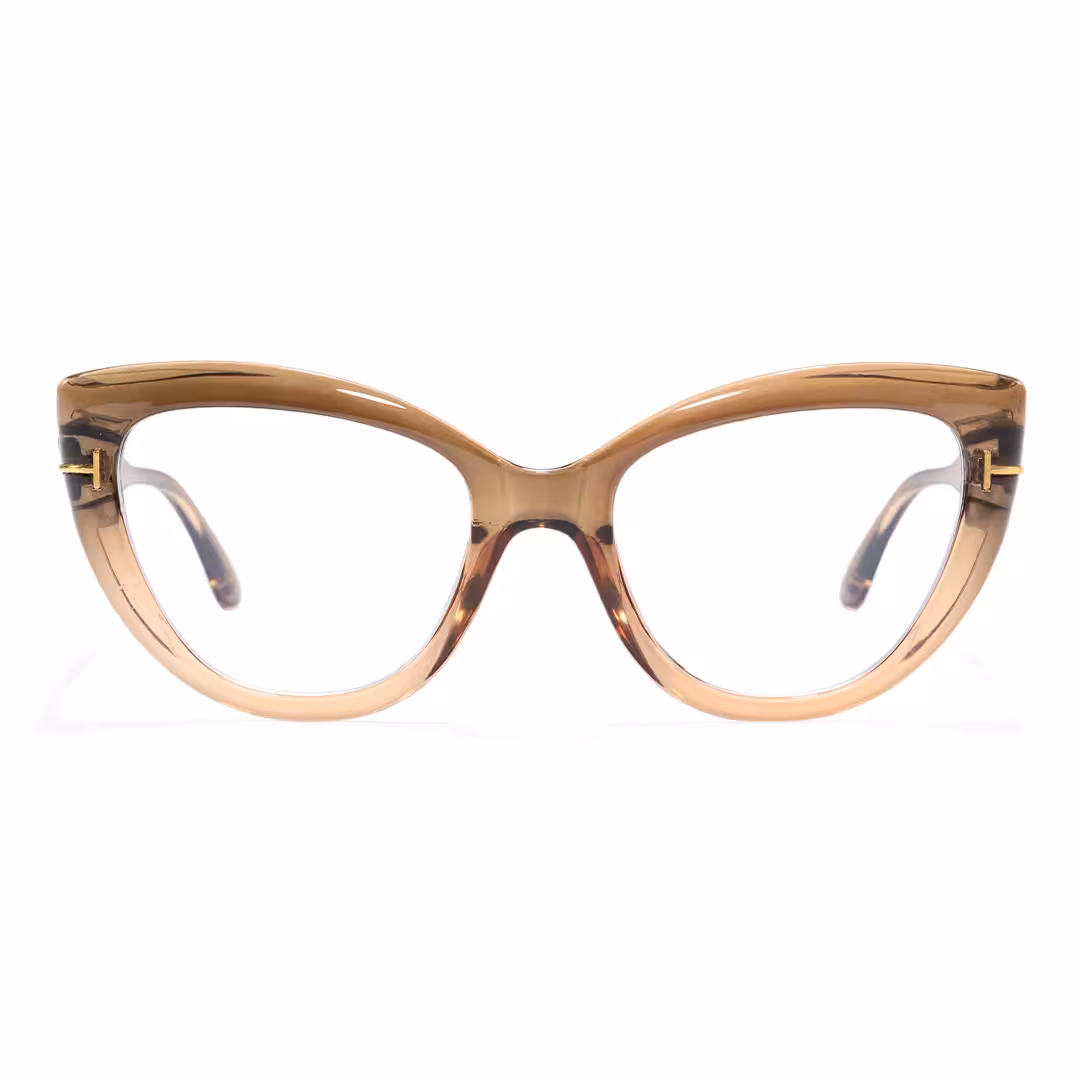 Front view of Yoyo vintage cat eye pc eyeglasses in brown. SPU: CP0072304