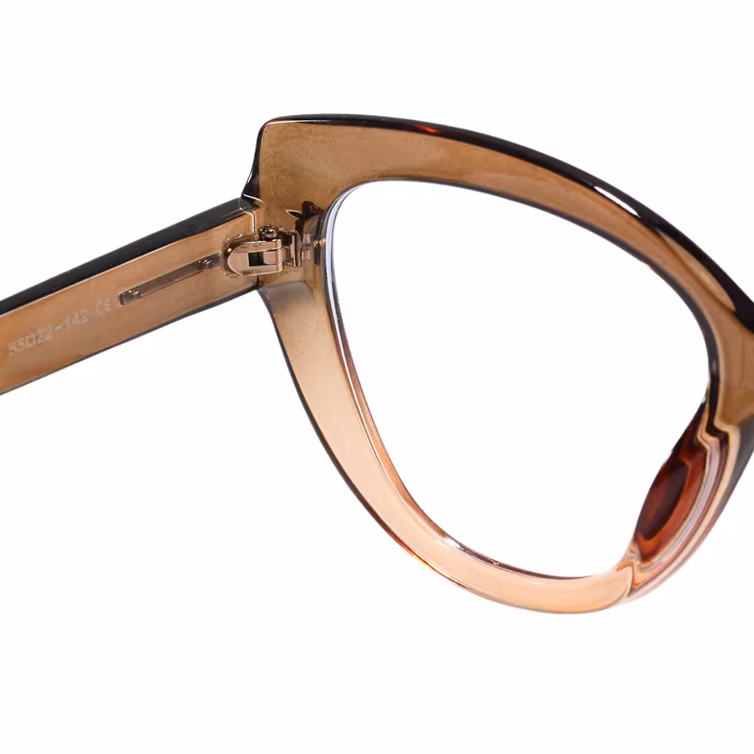 Hinge detail of Yoyo vintage cat eye pc eyeglasses in brown. SPU: CP0072304