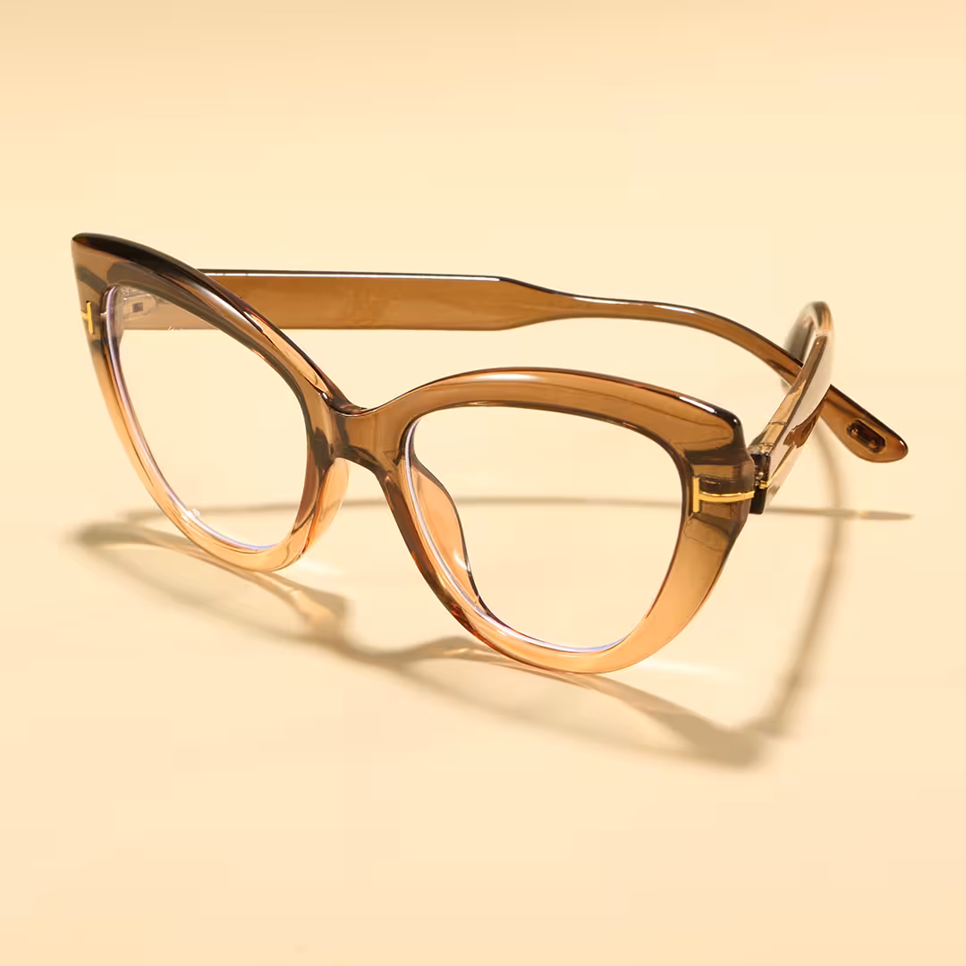 Scene view of Yoyo vintage cat eye pc eyeglasses in brown. SPU: CP0072304