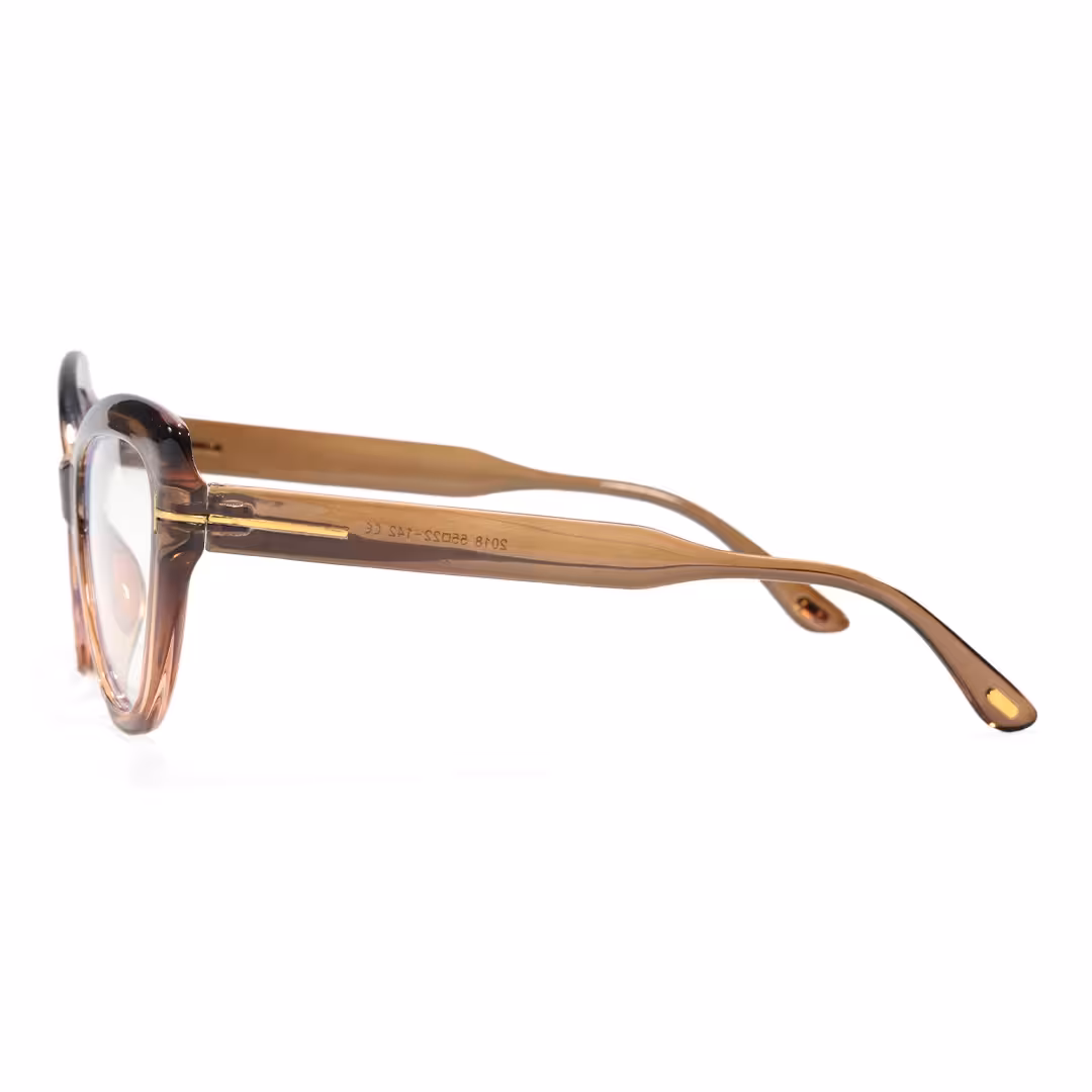 Side view of Yoyo vintage cat eye pc eyeglasses in brown. SPU: CP0072304