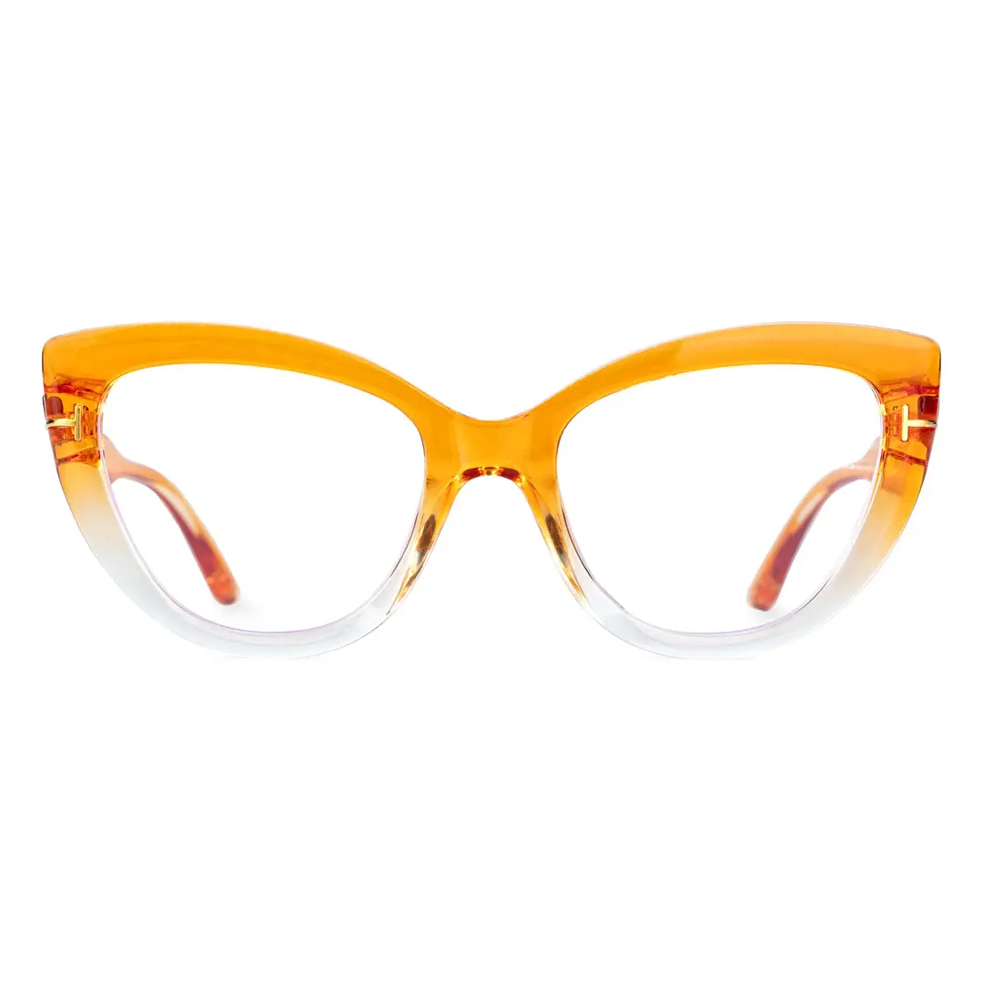 Front view of Yoyo cat eye pc eyeglasses CP0072304 in orange
