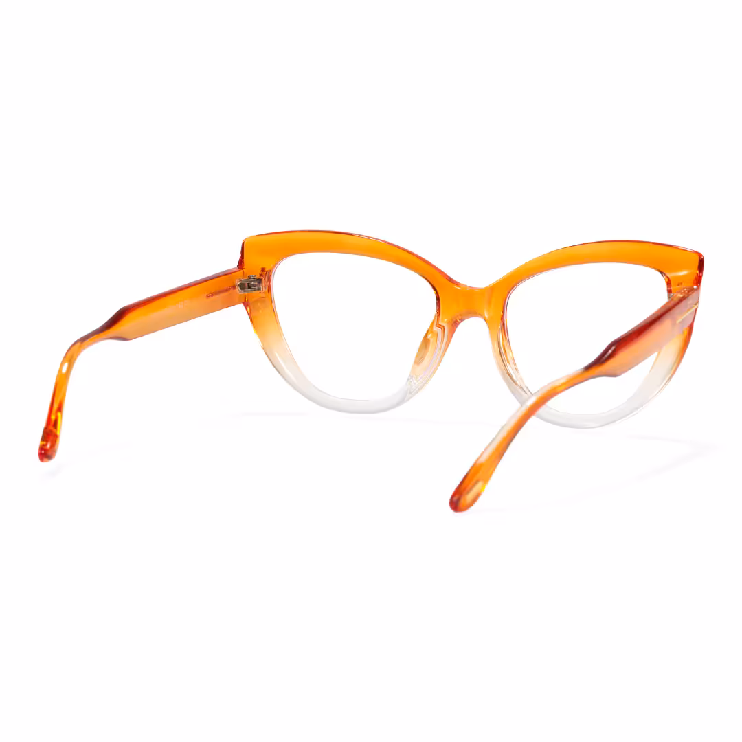 Back view of Yoyo vintage cat eye pc eyeglasses in orange. SPU: CP0072304