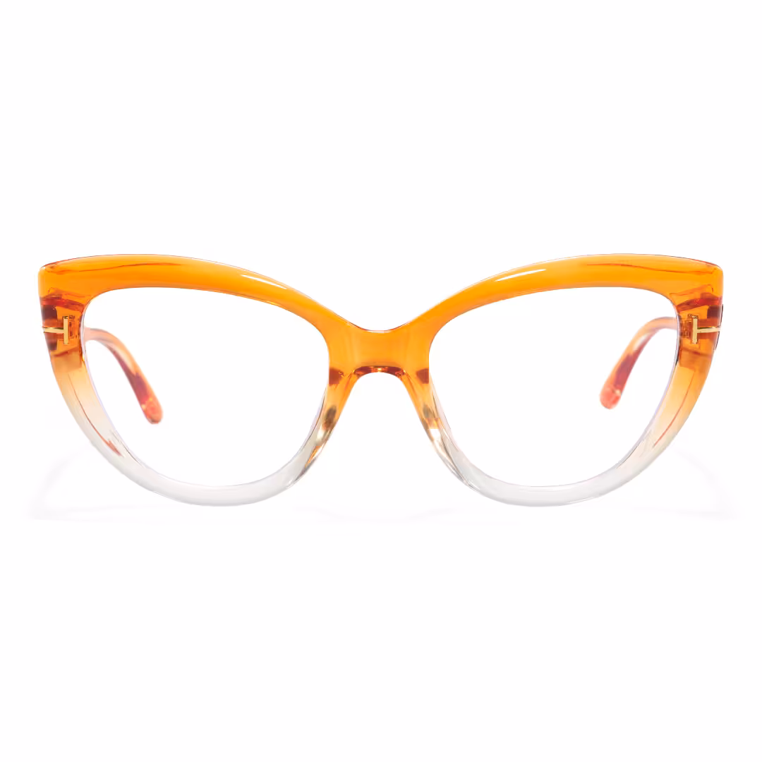 Front view of Yoyo vintage cat eye pc eyeglasses in orange. SPU: CP0072304