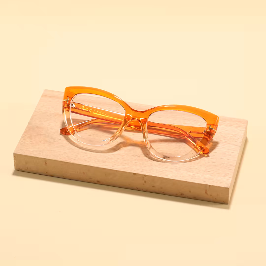 Scene view of Yoyo vintage cat eye pc eyeglasses in orange. SPU: CP0072304