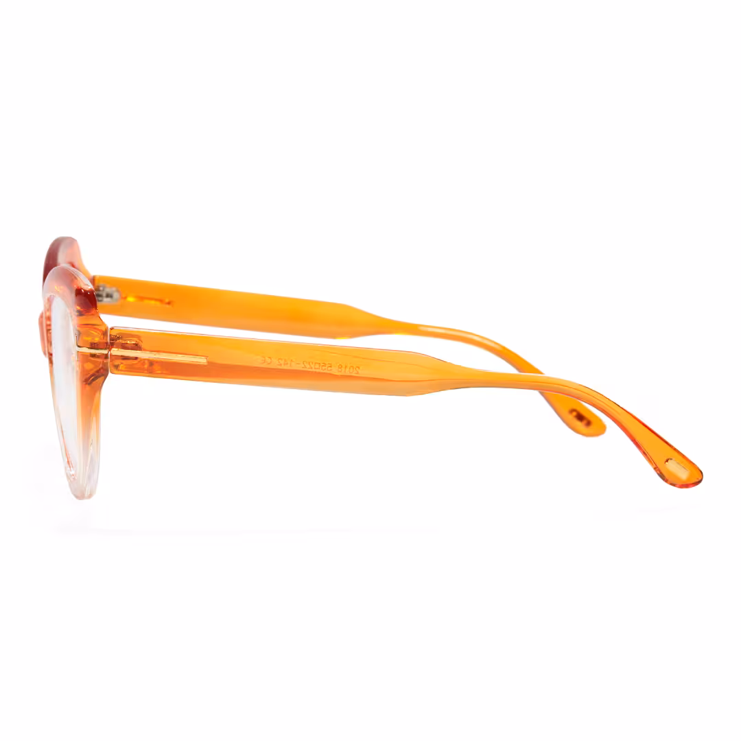 Side view of Yoyo vintage cat eye pc eyeglasses in orange. SPU: CP0072304