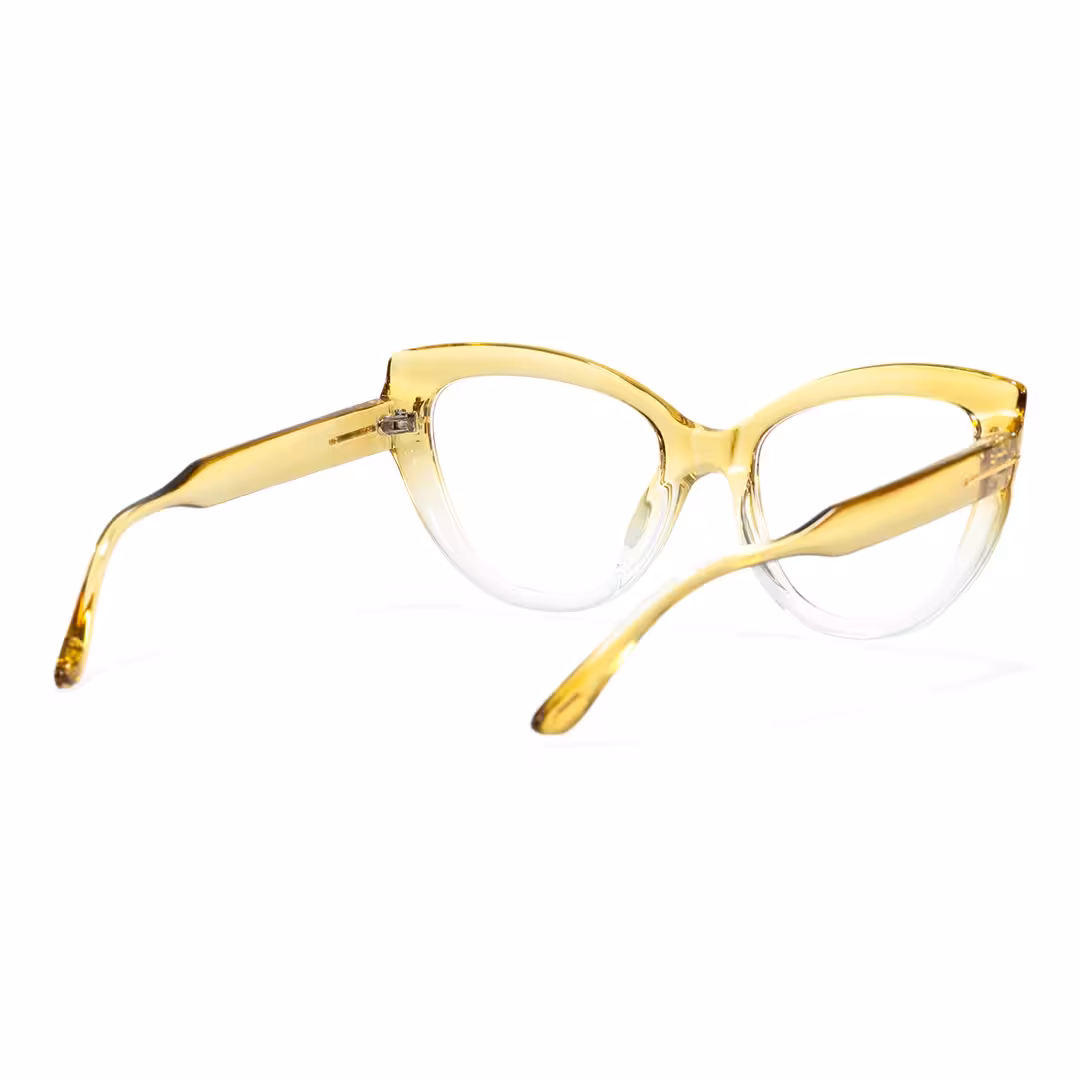 Back view of Yoyo vintage cat eye pc eyeglasses in yellow. SPU: CP0072304
