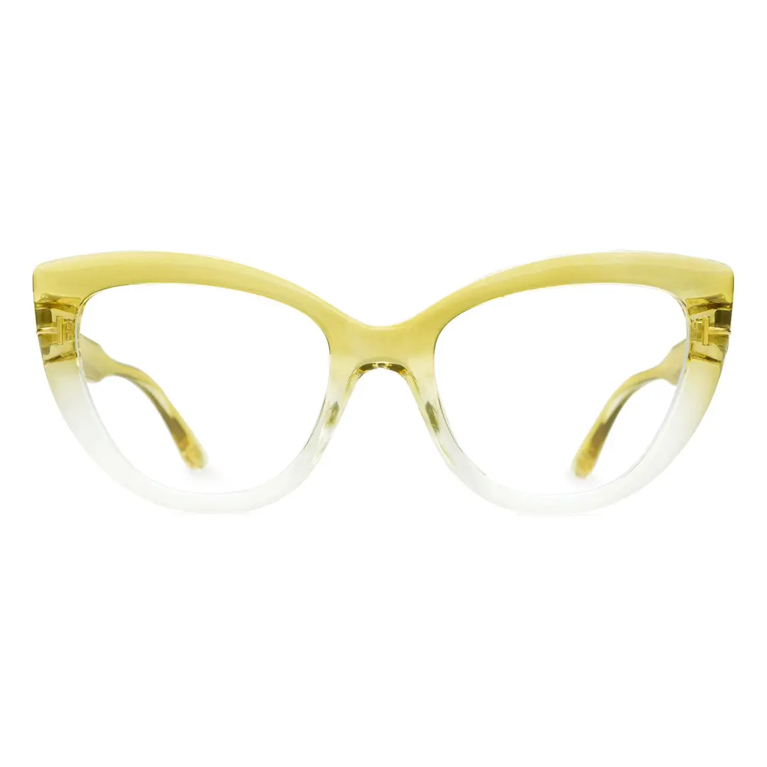 Front view of Yoyo vintage cat eye pc eyeglasses CP0072304 in yellow