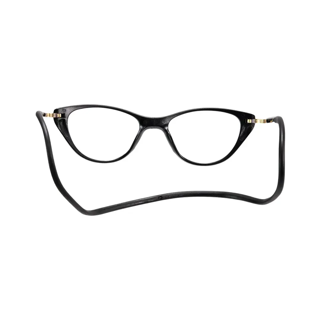 Back view of Nexio cat eye pc magnetic clip-on eyeglasses CP0072512 in black