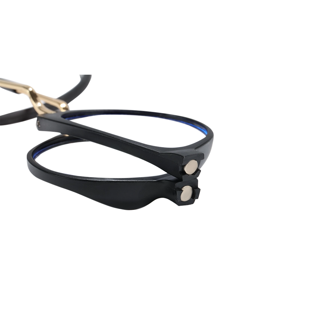 Front folded view of Nexio cat eye pc magnetic clip-on eyeglasses CP0072512 in black