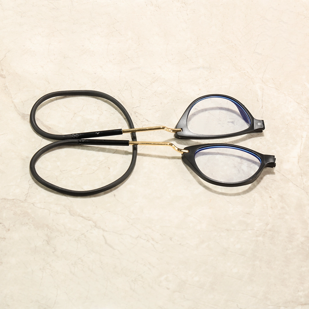 Scene view of Nexio cat eye pc magnetic clip-on eyeglasses CP0072512 in black