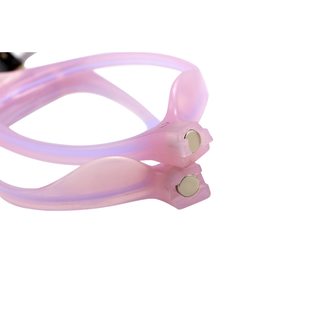 Magnetic connection detail of Nexio cat eye pc magnetic clip-on eyeglasses CP0072512 in purple
