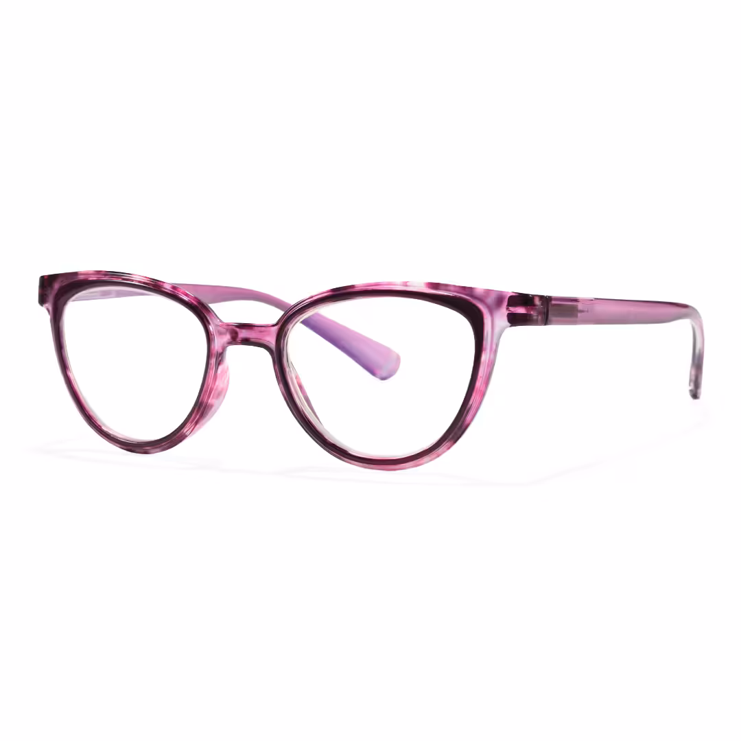 Angle view of Barnaby cat eye pc eyeglasses CP0082605 in purple