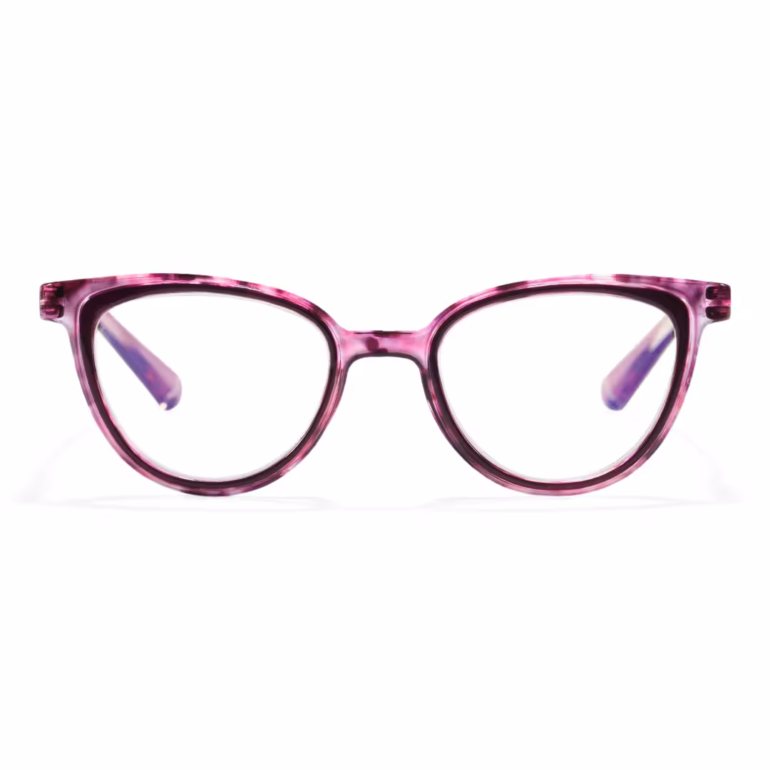 Front view of Barnaby cat eye pc eyeglasses CP0082605 in purple