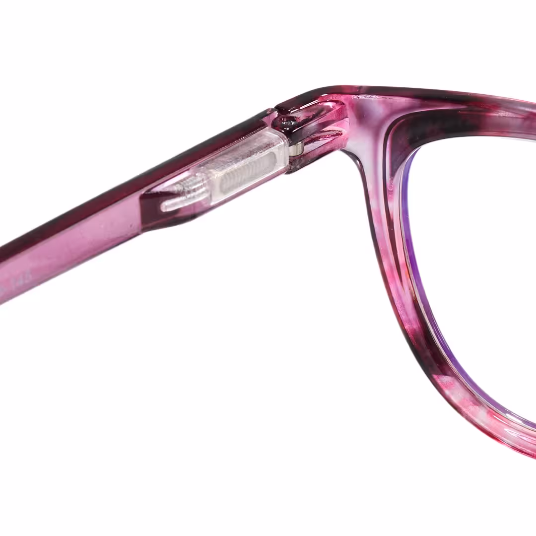 Hinge detail of Barnaby cat eye pc eyeglasses CP0082605 in purple