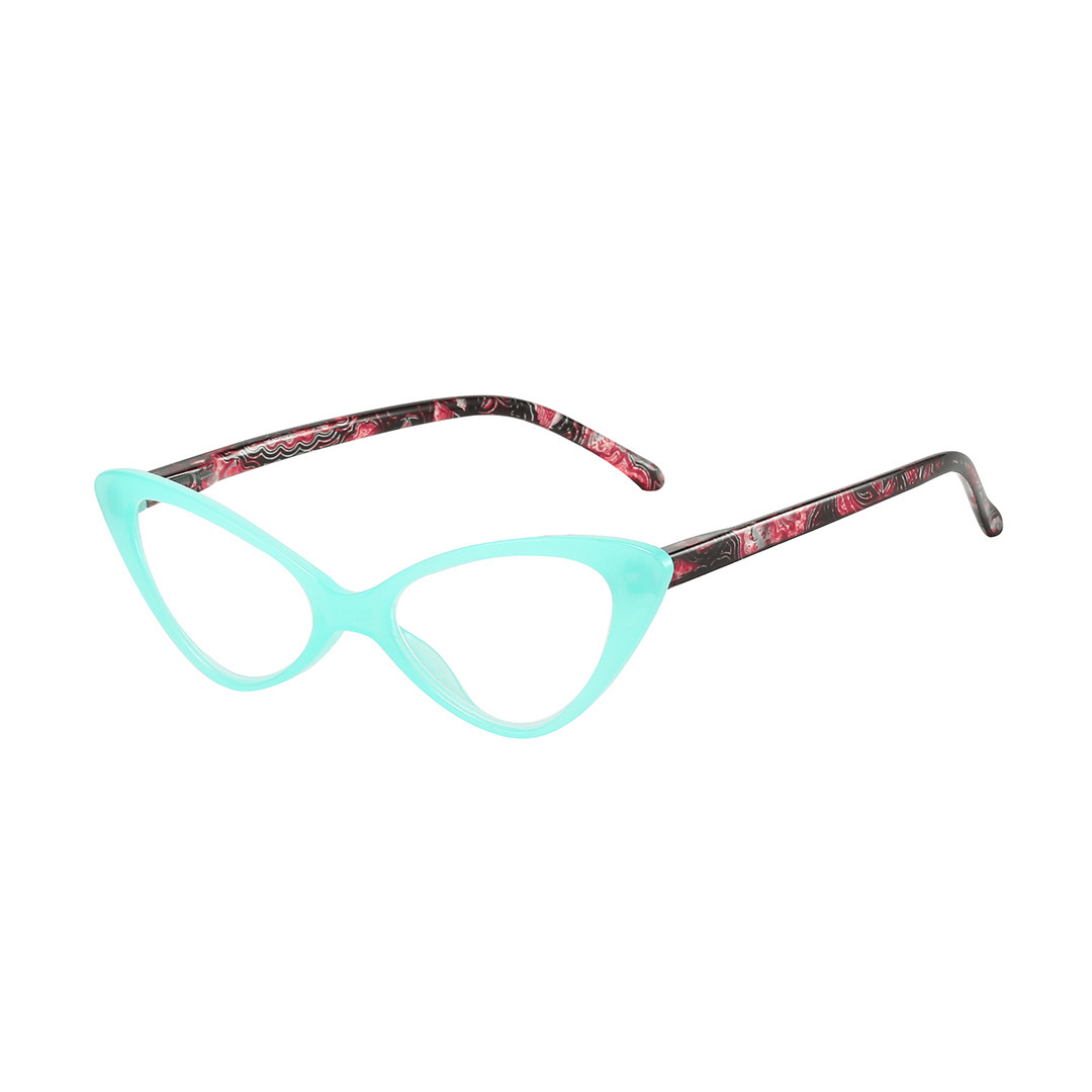 Angle view of Atticus vintage cat eye pc eyeglasses in blue. SPU: CP0092404