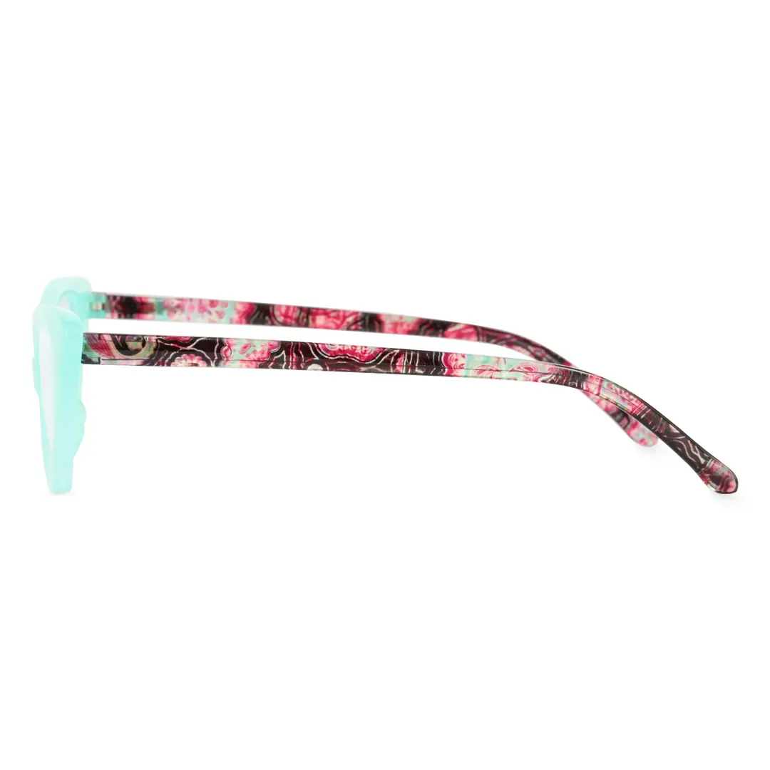 Side view of Atticus vintage cat eye pc eyeglasses in blue. SPU: CP0092404