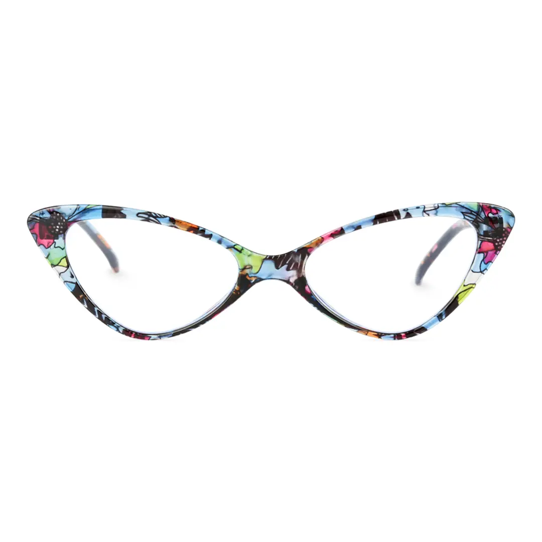 Front view of Atticus cat eye pc eyeglasses CP0092404 in blue tortoise