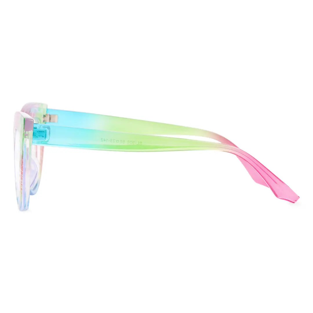 Side view of Doven colorful cat eye pc eyeglasses CP0102406 in multicolor