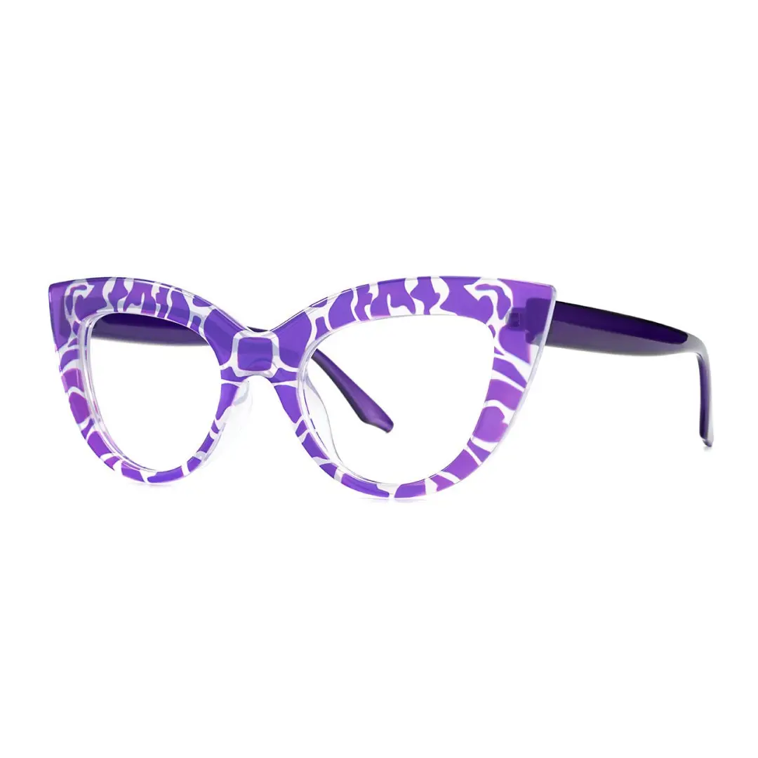 Angle view of Doven colorful cat eye pc eyeglasses CP0102406 in purple