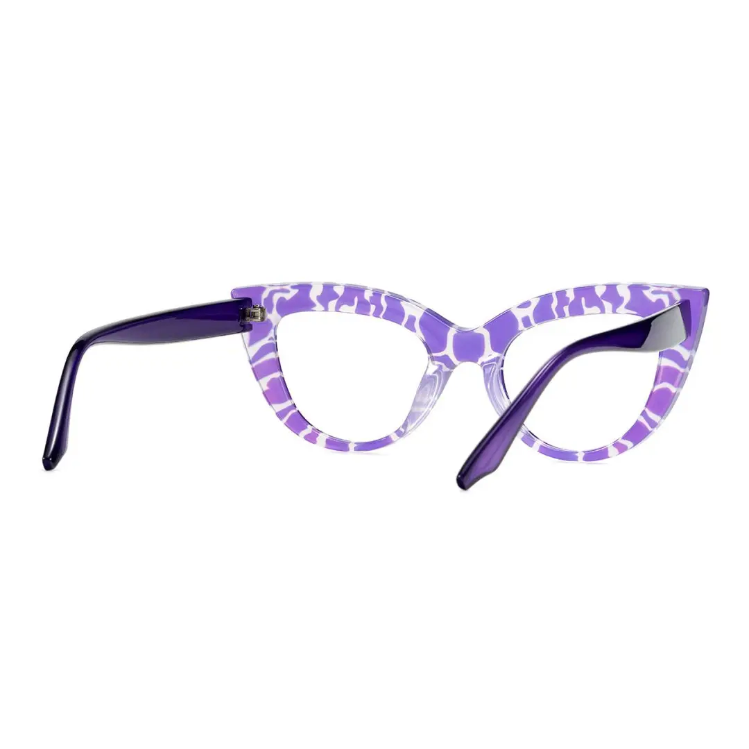 Back view of Doven colorful cat eye pc eyeglasses CP0102406 in purple