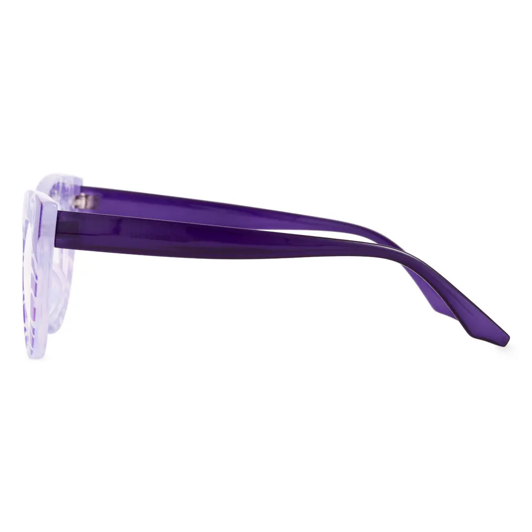 Side view of Doven colorful cat eye pc eyeglasses CP0102406 in purple