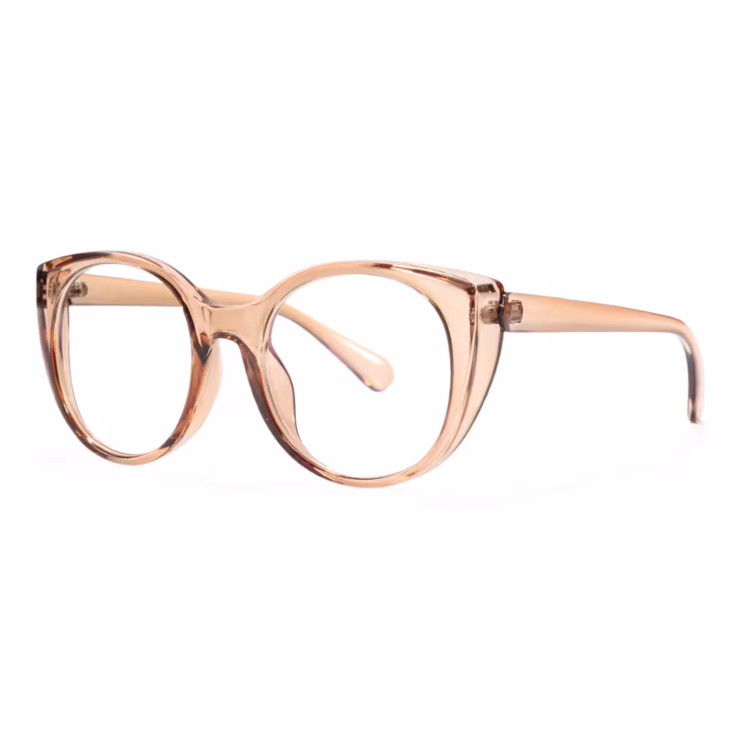 Angle view of Lee cat eye pc eyeglasses in brown. SPU: CP0112306