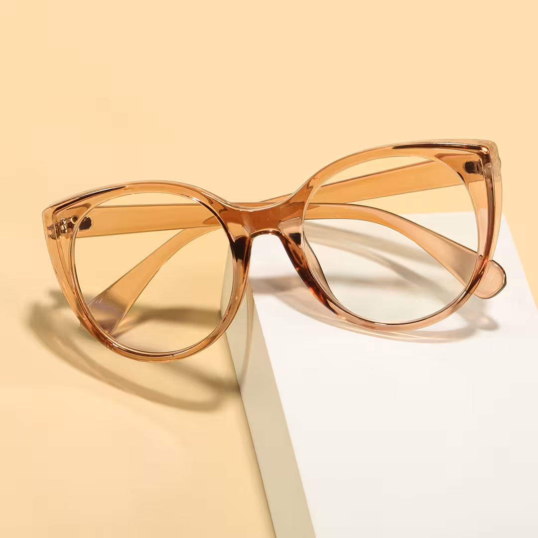 Scene view of Lee cat eye pc eyeglasses in brown. SPU: CP0112306