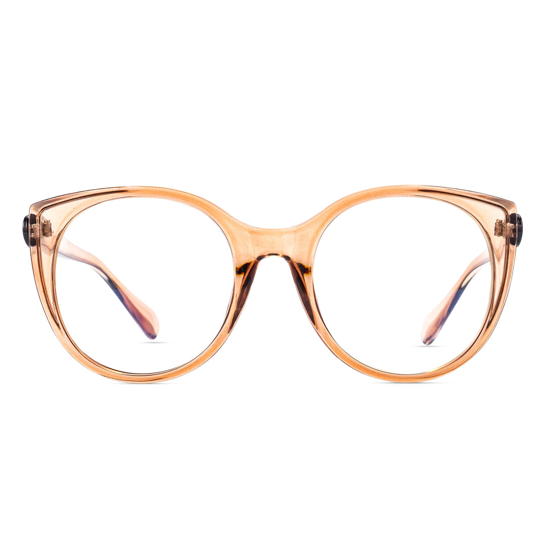 Front view of Lee colorful cat eye pc eyeglasses in brown. SPU: CP0112306