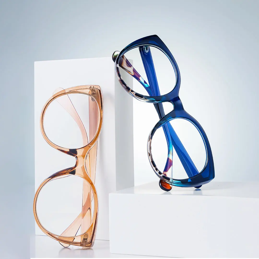 Scene view of Lee colorful cat eye pc eyeglasses CP0112306 in brown