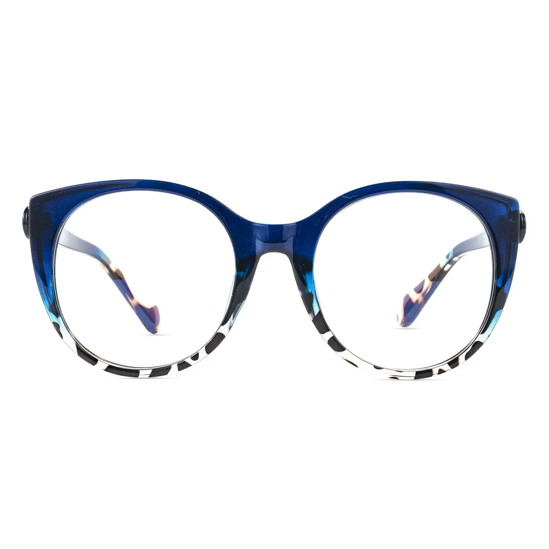 Front view of Lee colorful cat eye pc eyeglasses in blue tortoise. SPU: CP0112306