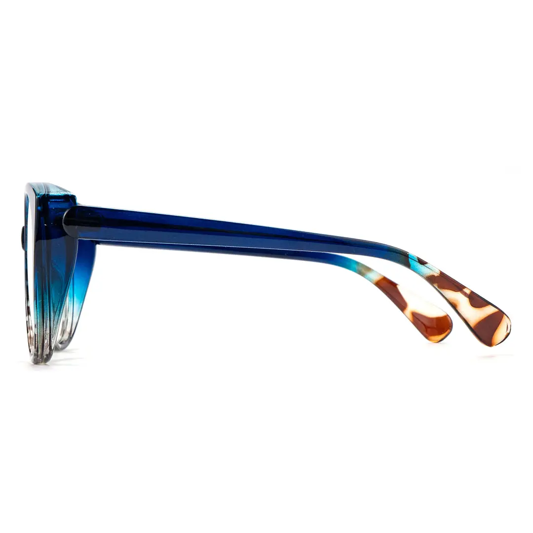 Side view of Lee colorful cat eye pc eyeglasses in blue tortoise. SPU: CP0112306