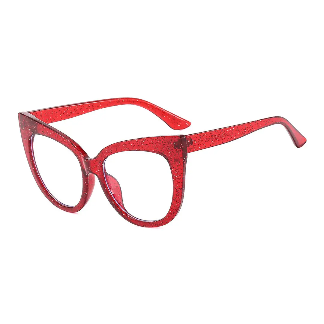 Angle view of Cloto cat eye pc eyeglasses CP0122306 in red