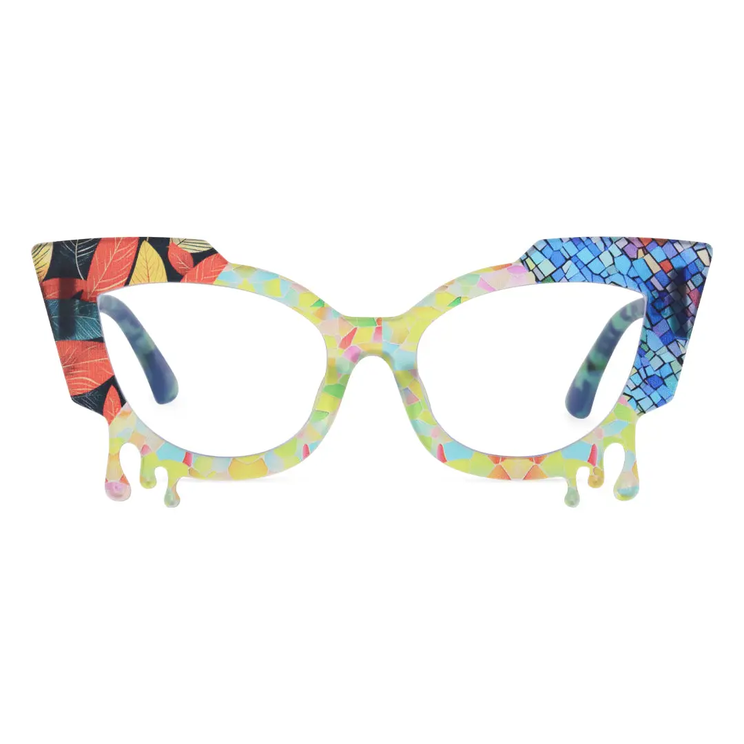 Front view of Danver colorful cat eye pc eyeglasses CP0142408 in multicolor