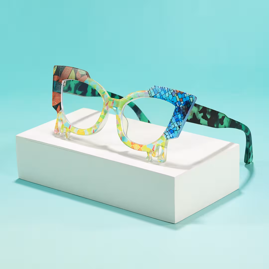 Scene view of Danver colorful cat eye pc eyeglasses in multicolor. SPU: CP0142408