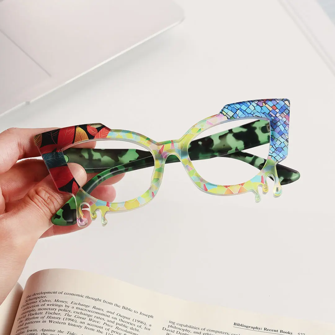 Set view of Danver colorful cat eye pc eyeglasses CP0142408 in multicolor